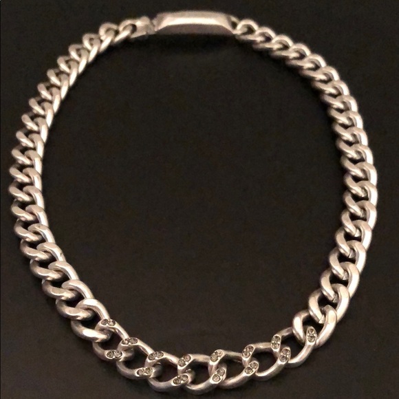 GUNMETAL CRYSTALS IN SILVER PLATED CHAIN LINK - Picture 4 of 8